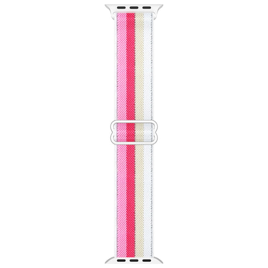 Apple watch replacement strap nylon Pink White Stripe